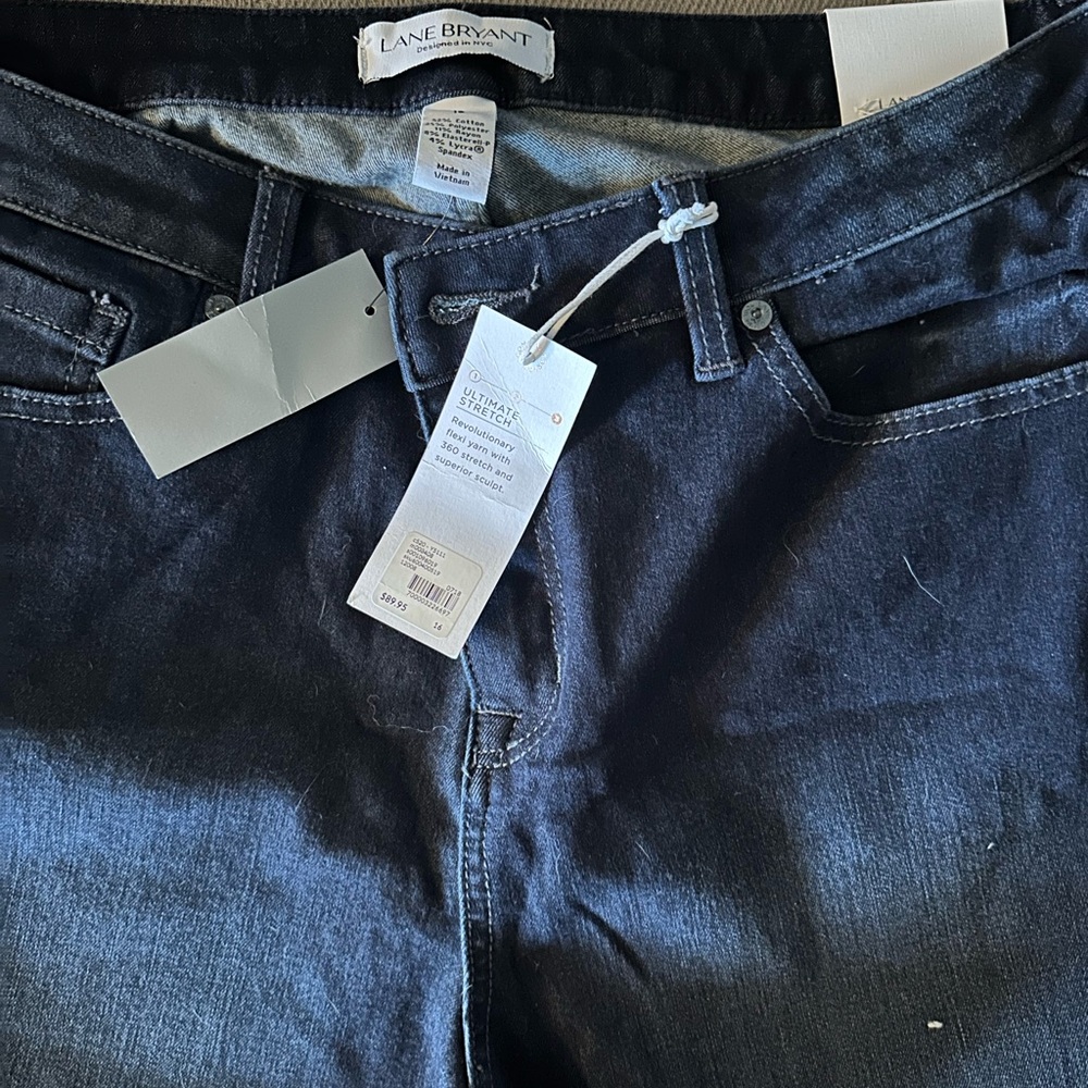 Lane Bryant Womens Ultimate Stretch Dark Blue Jeans SZ 16